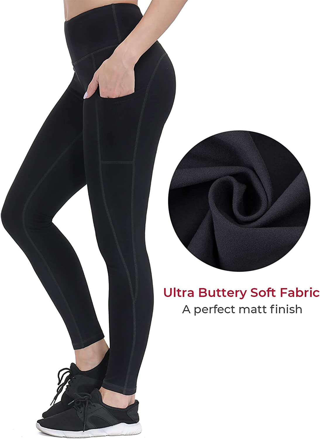 Yoga Pants with Pockets for Women High Waisted Workout Leggings Tummy Control Athletic Leggings