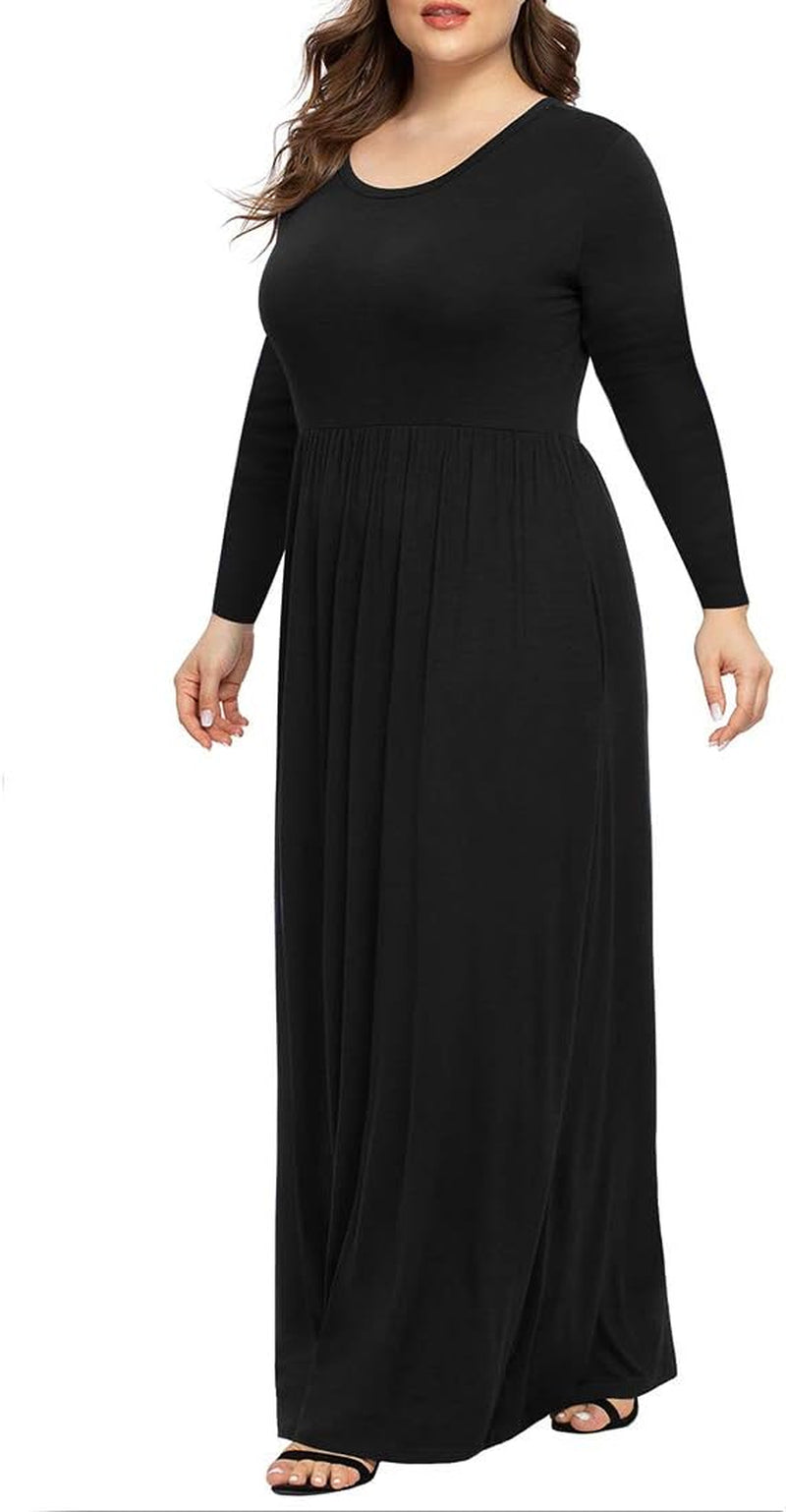 2022 Women Spring Casual XL-6XL plus Size Maxi Dress Soft with Pockets