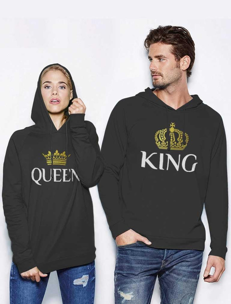 King and Queen Hoodies Set for His and Hers Sweatshirts Matching Couple Hoodies