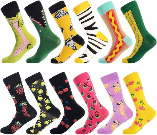 Funny Socks for Men & Women ,Fun Socks ,Crazy Colorful Cool Novelty Cute Dress Socks ,Food Animal Space Socks