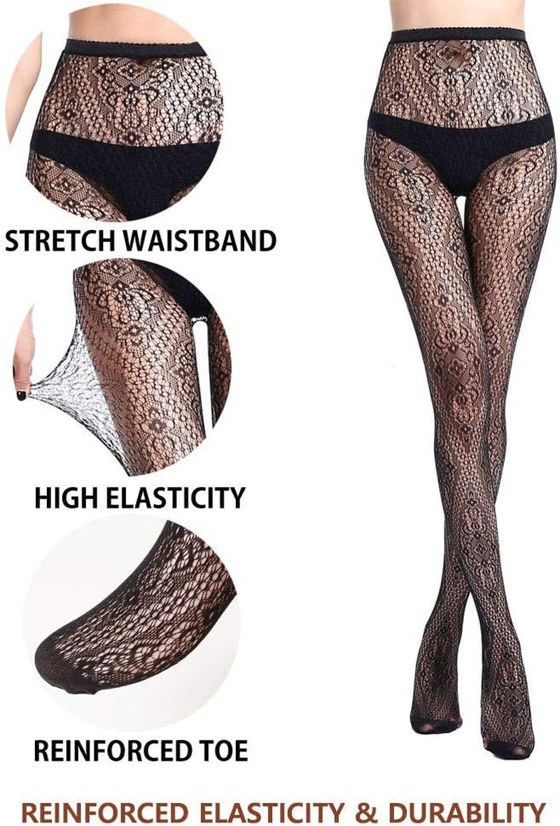 Women Patterned Fishnet Tights Black Fishnets Net Stockings Pantyhose